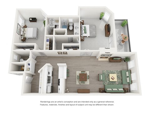 2 bed 2.5 bath floor planat Augusta Court Apartments, Houston, Texas